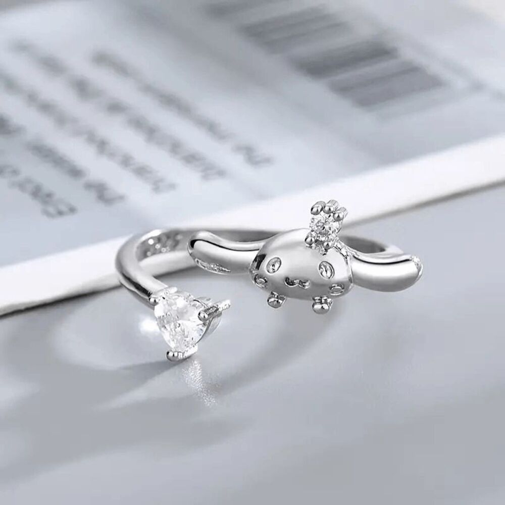 Sanrio Cinnamoroll Kawaii adjustable silver ring - comes in gift box